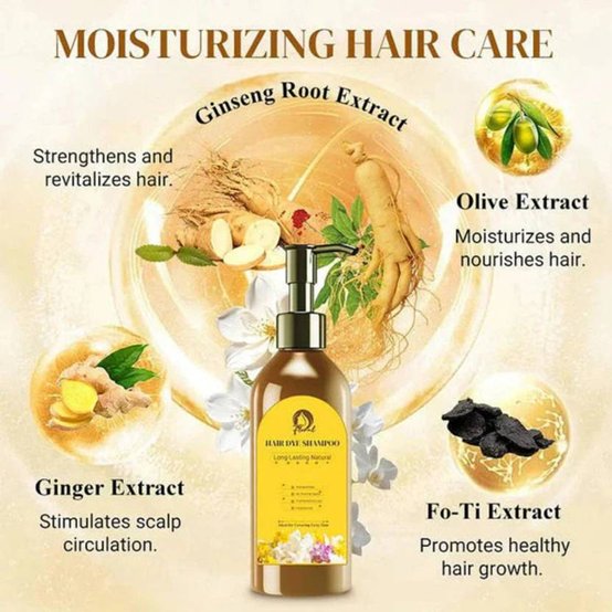 Long Lasting Natural Hair Dye Shampoo 100ML 🔥 Buy 1 Get 1 Free🔥 ⭐⭐⭐⭐⭐(4.9/5) (10000+ Verified Reviews)
