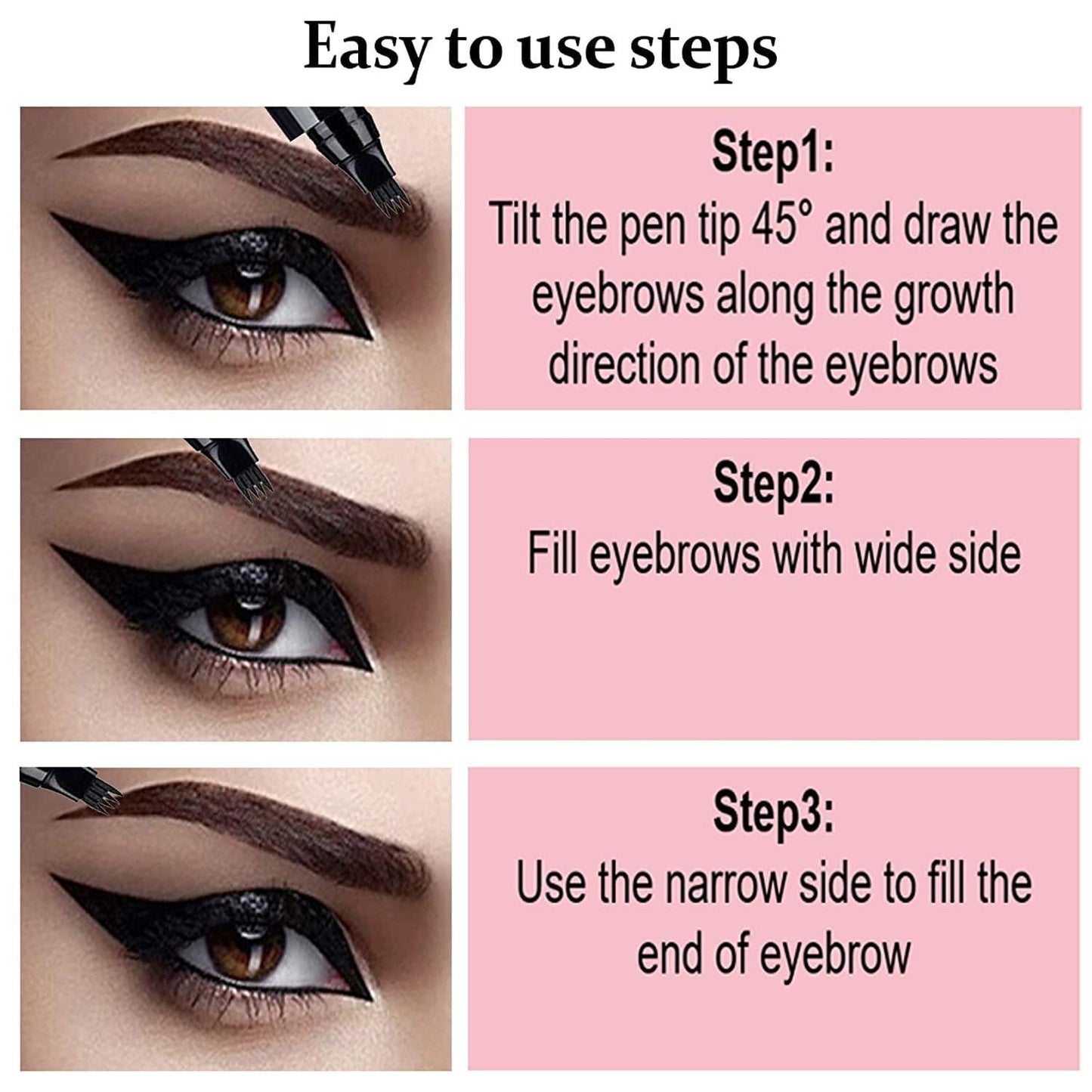 Waterproof 4 Points Microblading Eyebrow Pen with a Micro-Fork Tip Applicator.