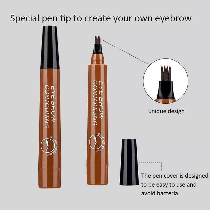 Waterproof 4 Points Microblading Eyebrow Pen with a Micro-Fork Tip Applicator.