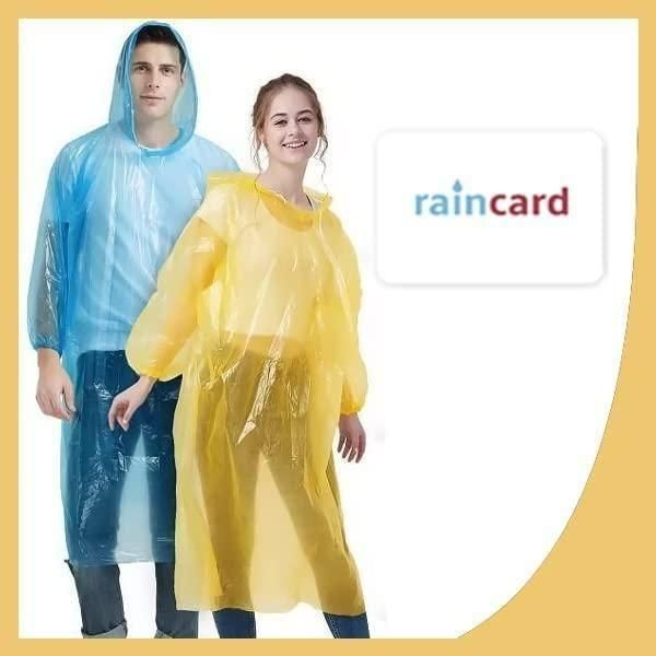 FULLY Reusable Wallet Rain Card Rain Coat for Adults ( Multicolour)