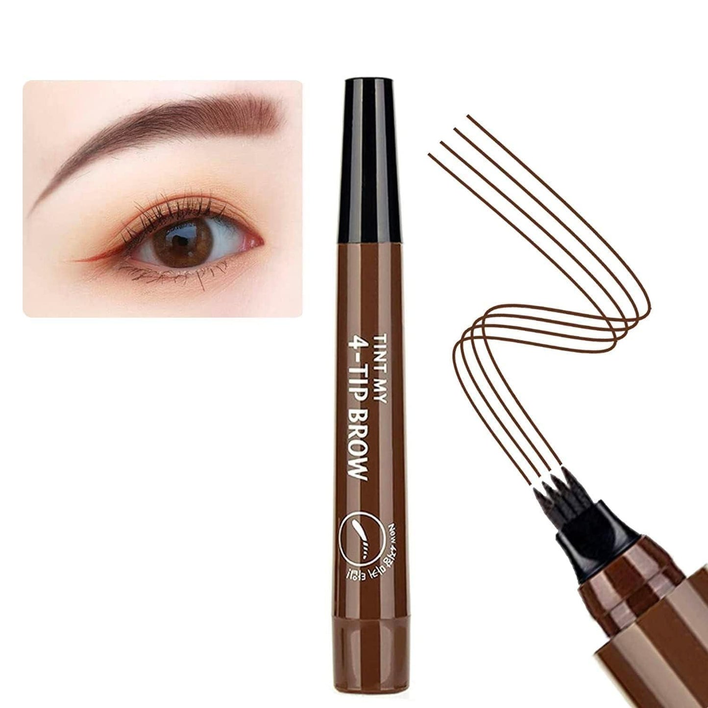 Waterproof 4 Points Microblading Eyebrow Pen with a Micro-Fork Tip Applicator.