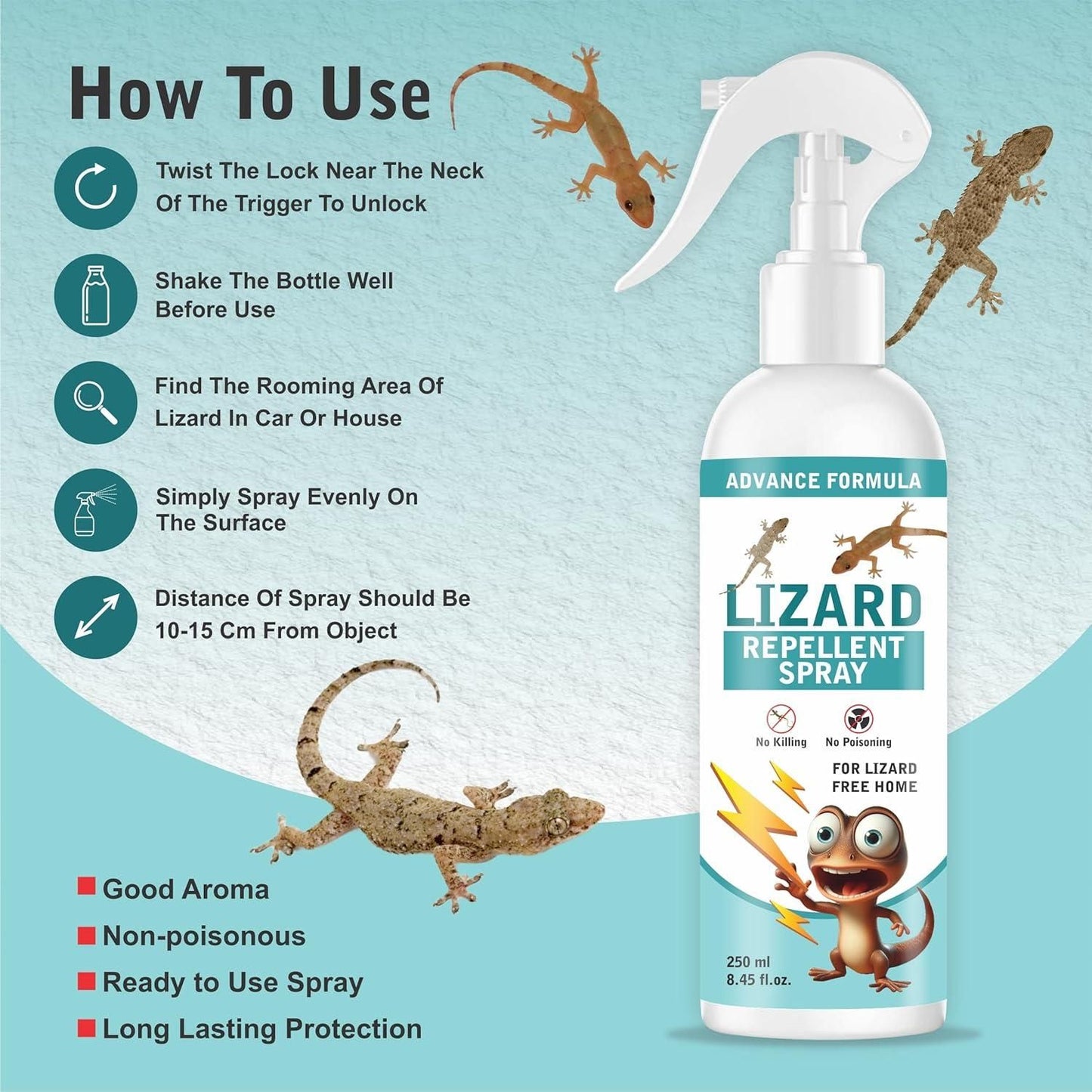 Lizard Repellent for Home 250ML (BUY 1 GET 1 Free)⭐⭐⭐⭐⭐(4.9/5) (10000+ Verified Reviews)