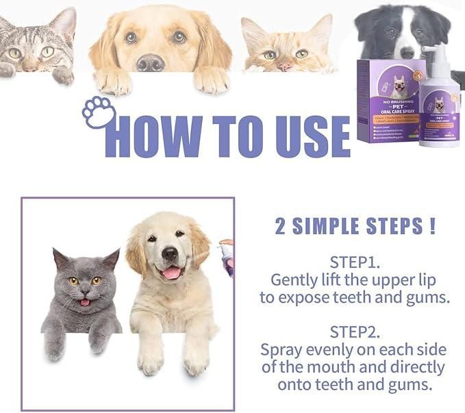 No Brushing Pet Oral Care Spray (Dog & Cat ) ⭐⭐⭐⭐⭐(4.9/5) (10000+ Verified Reviews)