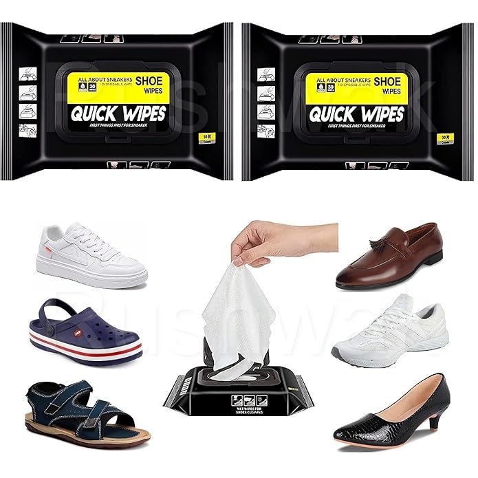 Natural Sneaker & Shoe Cleaner Wipes - 1 Packs of 80 ⭐⭐⭐⭐⭐(4.9/5) (10000+ Verified Reviews)