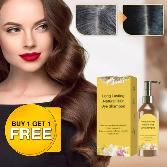 Long Lasting Natural Hair Dye Shampoo 100ML 🔥 Buy 1 Get 1 Free🔥 ⭐⭐⭐⭐⭐(4.9/5) (10000+ Verified Reviews)