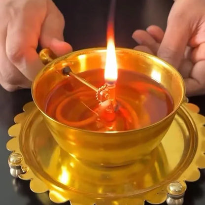 Shree Akhand Jyot Diya & Cover - 100% Brass (पीतल) (⭐⭐⭐⭐⭐ (4.9/5) RATED BY 10,000+ CUSTOMERS)