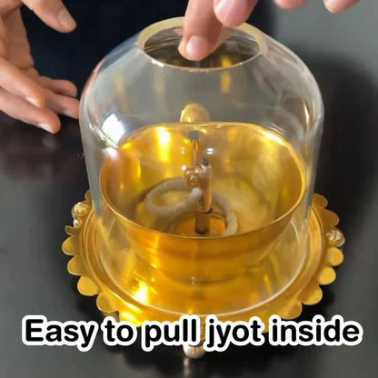 Shree Akhand Jyot Diya & Cover - 100% Brass (पीतल) (⭐⭐⭐⭐⭐ (4.9/5) RATED BY 10,000+ CUSTOMERS)