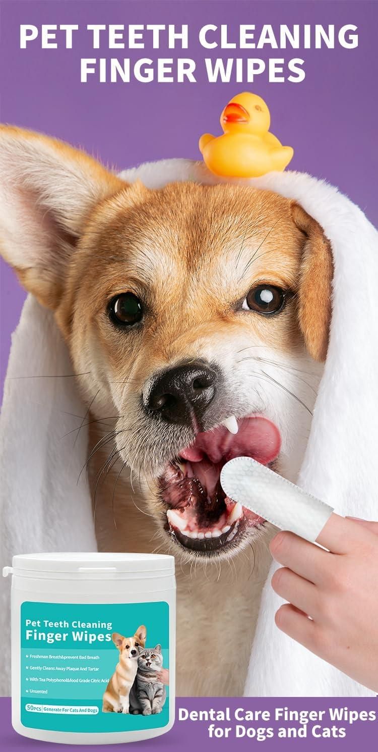 Disposable Dental Finger Wipes For Pets (50 Pcs) ⭐⭐⭐⭐⭐(4.9/5) (10000+ Verified Reviews)