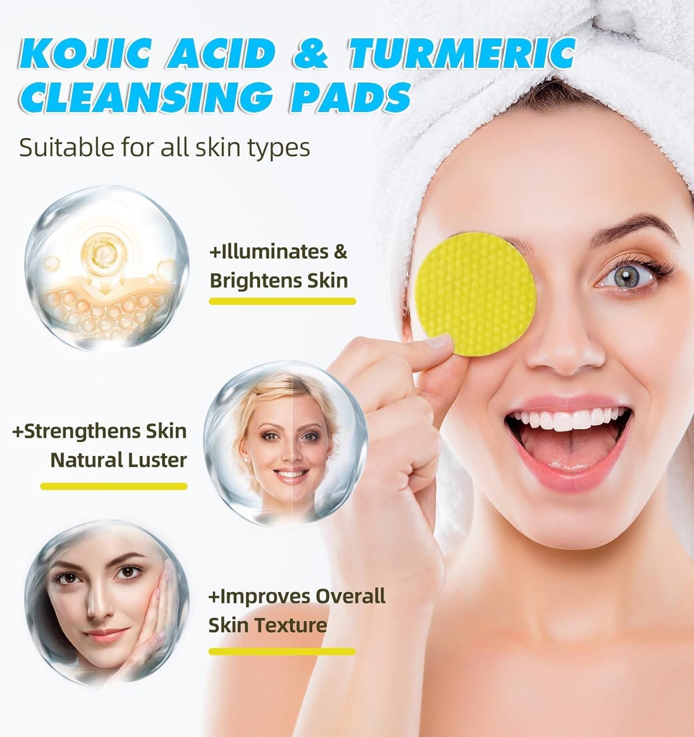 Turmeric Kojic Acid Cleansing Pads (60 Pcs) ⭐⭐⭐⭐⭐(4.9/5) (10000+ Verified Reviews)