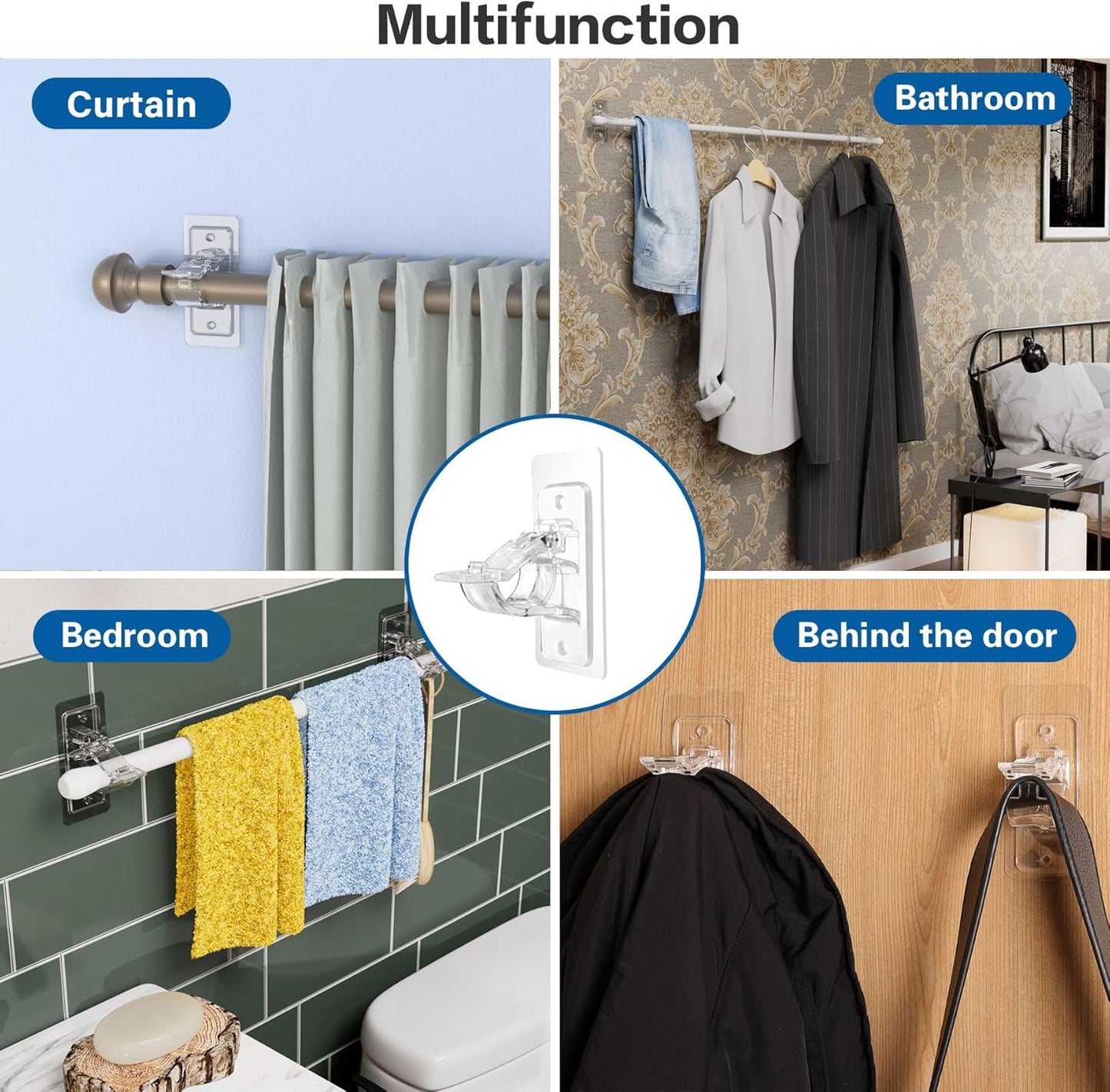 Rods Clips Hook Self Adhesive Pack of 6