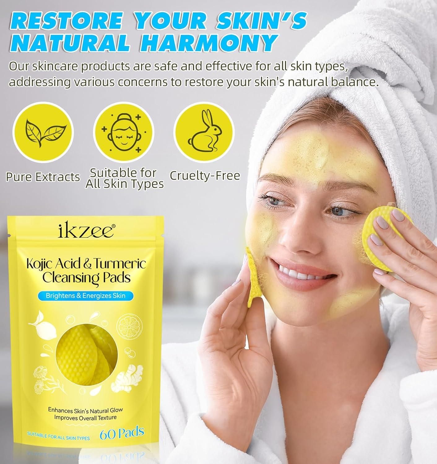 Turmeric Kojic Acid Cleansing Pads (60 Pcs) ⭐⭐⭐⭐⭐(4.9/5) (10000+ Verified Reviews)