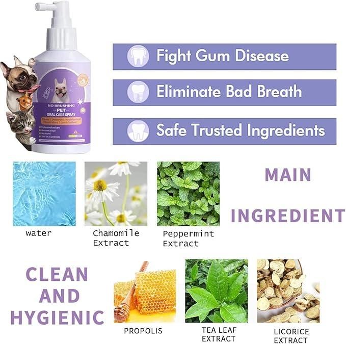 No Brushing Pet Oral Care Spray (Dog & Cat ) ⭐⭐⭐⭐⭐(4.9/5) (10000+ Verified Reviews)