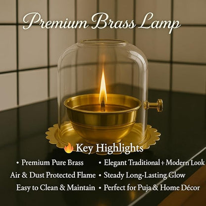Shree Akhand Jyot Diya & Cover - 100% Brass (पीतल) (⭐⭐⭐⭐⭐ (4.9/5) RATED BY 10,000+ CUSTOMERS)