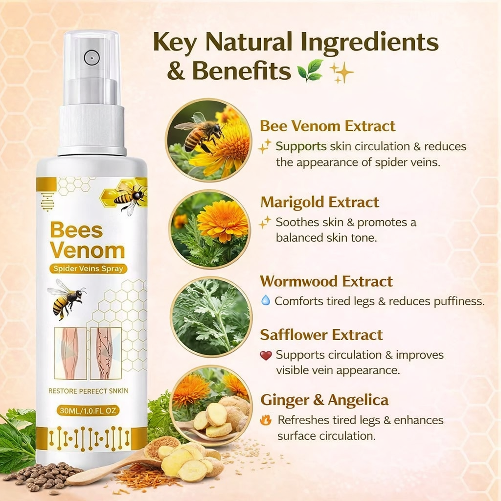 Bee Venom Spider Veins Spray (Buy 🔥1 Get 1 Free 🔥)⭐⭐⭐⭐⭐(4.9/5 Verified Reviews)