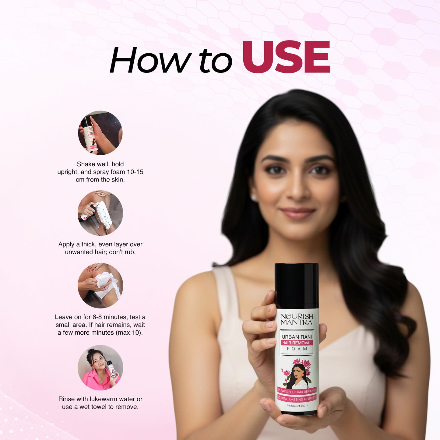 Urban rani hair removal foam 200 ml (⭐⭐⭐⭐⭐ (4.9/5) RATED BY 1,000+ CUSTOMERS)