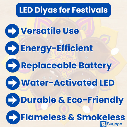 LED Light Water Sensor Diyas Plastic with, Ambient Lights, (Pack of 6/12/18/24) ⭐⭐⭐⭐⭐(4.9/5) (10000+ Verified Reviews)